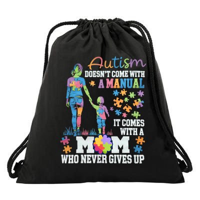 Autism Awareness 2025 doesn't come with a manual Autism Mom Drawstring Bag