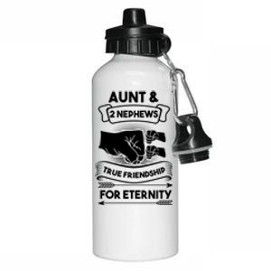 Aunt And 2 Nephews True Friendship For Eternity Aunts Nieces Funny Gift Aluminum Water Bottle