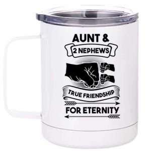 Aunt And 2 Nephews True Friendship For Eternity Aunts Nieces Funny Gift 12 oz Stainless Steel Tumbler Cup