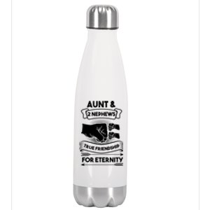 Aunt And 2 Nephews True Friendship For Eternity Aunts Nieces Funny Gift Stainless Steel Insulated Water Bottle