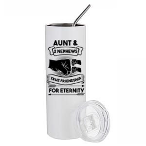 Aunt And 2 Nephews True Friendship For Eternity Aunts Nieces Funny Gift Stainless Steel Tumbler