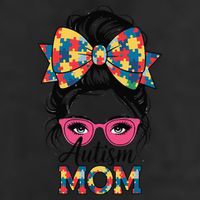 Autism Awareness 2025 Autism Mom Coquette Bow Puzzle 7 Panel Mesh Trucker Snapback Hat