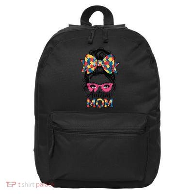 Autism Awareness 2025 Autism Mom Coquette Bow Puzzle 16 in Basic Backpack