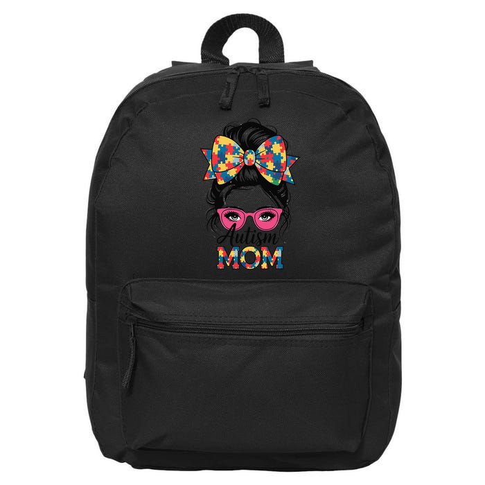 Autism Awareness 2025 Autism Mom Coquette Bow Puzzle 16 in Basic Backpack