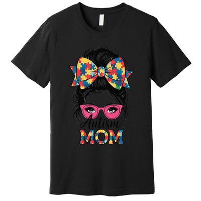 Autism Awareness 2025 Autism Mom Coquette Bow Puzzle Premium T-Shirt