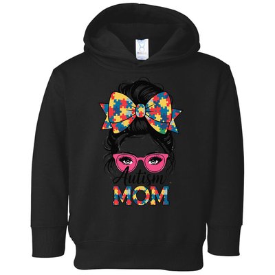 Autism Awareness 2025 Autism Mom Coquette Bow Puzzle Toddler Hoodie
