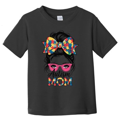 Autism Awareness 2025 Autism Mom Coquette Bow Puzzle Toddler T-Shirt