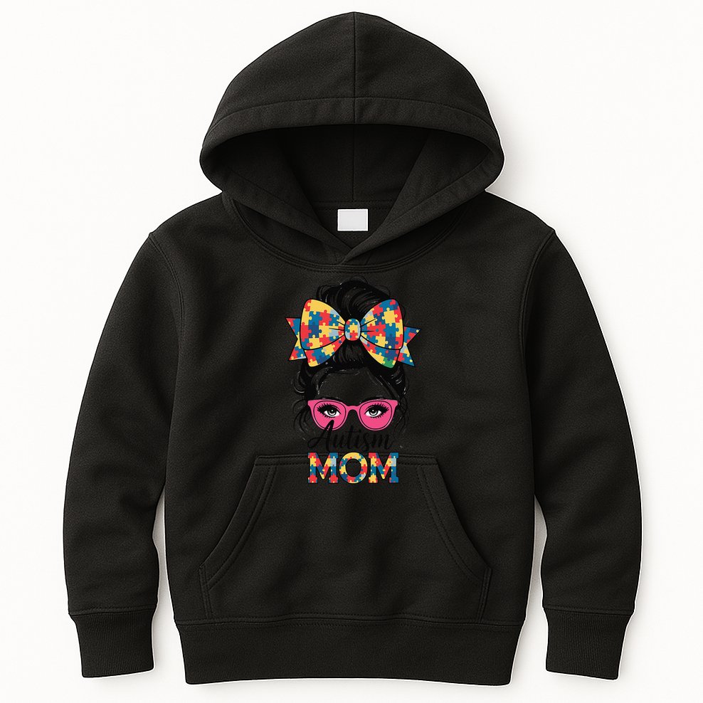 Autism Awareness 2025 Autism Mom Coquette Bow Puzzle Kids Hoodie