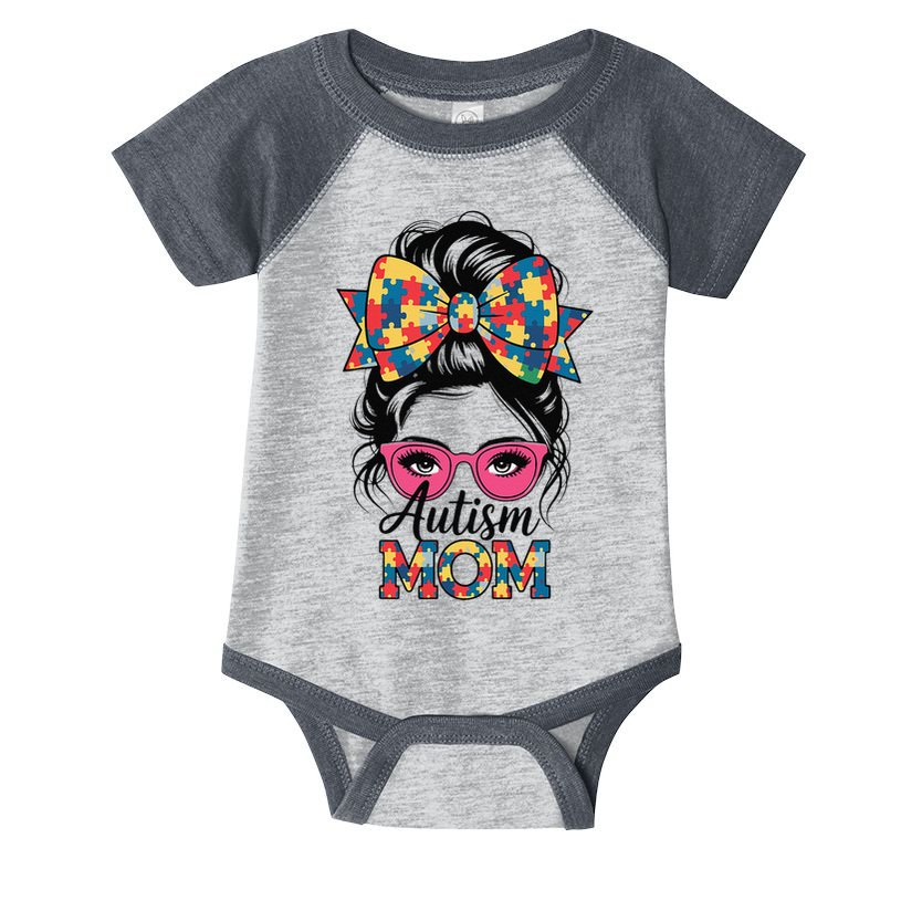 Autism Awareness 2025 Autism Mom Coquette Bow Puzzle Infant Baby Jersey Bodysuit