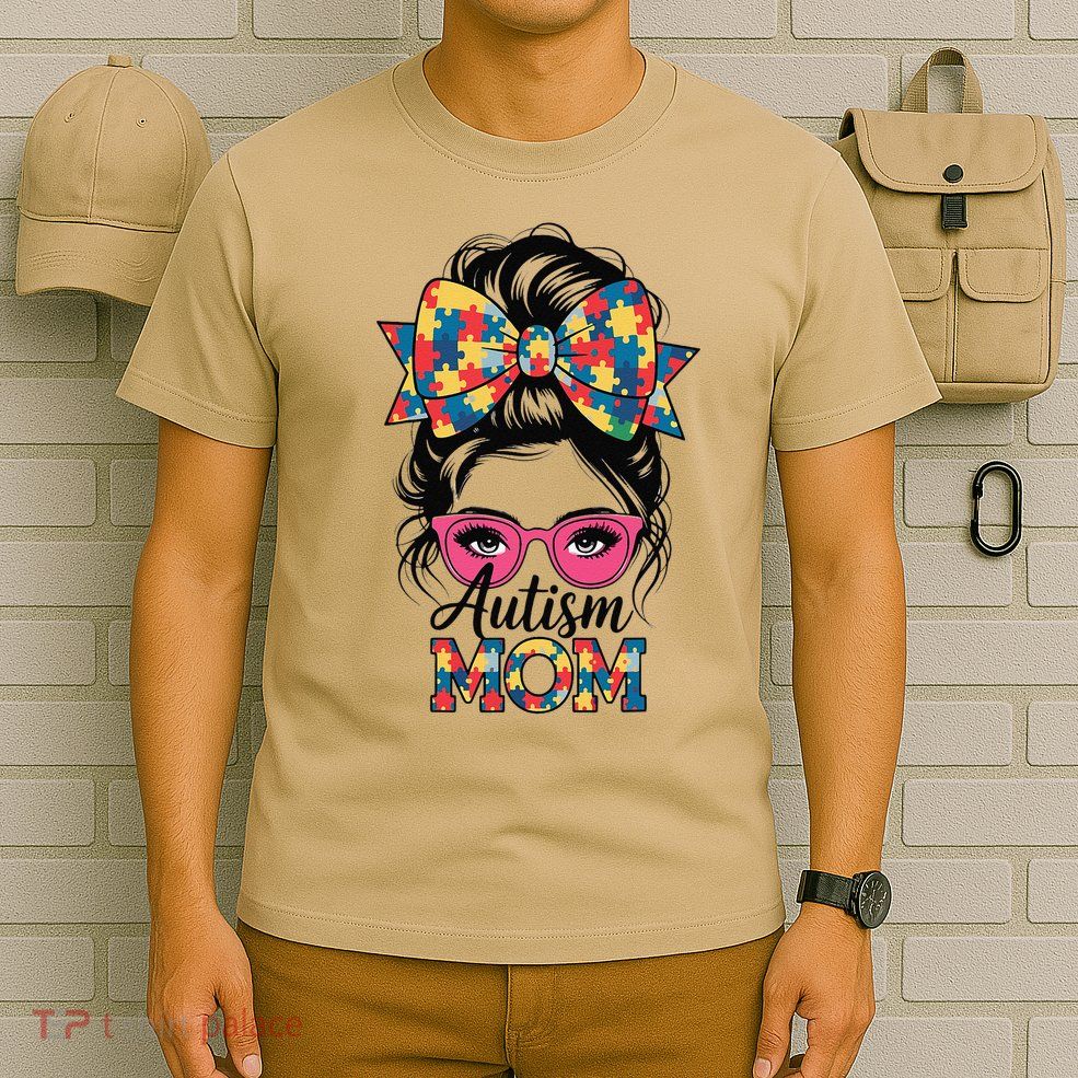 Autism Awareness 2025 Autism Mom Coquette Bow Puzzle T-Shirt