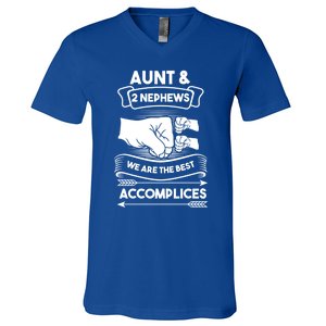 Aunt And 2 Nephews We Are The Best Accomplices Aunts Nieces Gift V-Neck T-Shirt