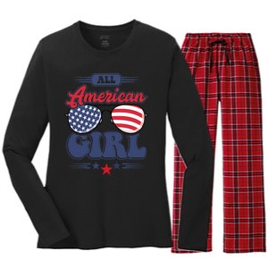 All American 4th Of July Family Matching Women's Long Sleeve Flannel Pajama Set 