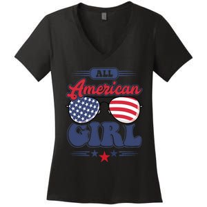 All American 4th Of July Family Matching Women's V-Neck T-Shirt