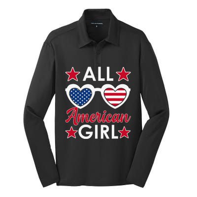 All American 4th Of July Sunglasses Silk Touch Performance Long Sleeve Polo