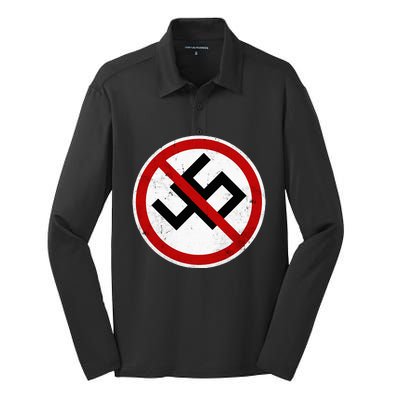 Antitrump Anti 45 Anti Nazi Silk Touch Performance Long Sleeve Polo