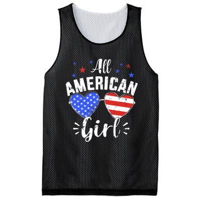 All american 4th of July girl with sunglasses and US flag Mesh Reversible Basketball Jersey Tank