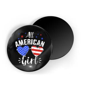 All american 4th of July girl with sunglasses and US flag Magnet