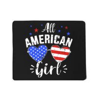 All american 4th of July girl with sunglasses and US flag Mousepad