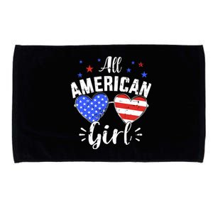 All american 4th of July girl with sunglasses and US flag Microfiber Hand Towel