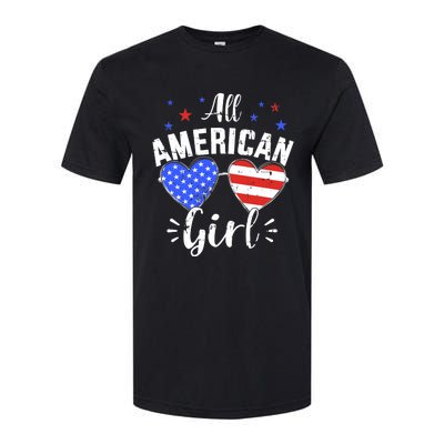 All american 4th of July girl with sunglasses and US flag Softstyle® CVC T-Shirt