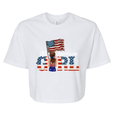 All American 4th Of July American Flag Daughter Usa Great Gift Bella+Canvas Jersey Crop Tee