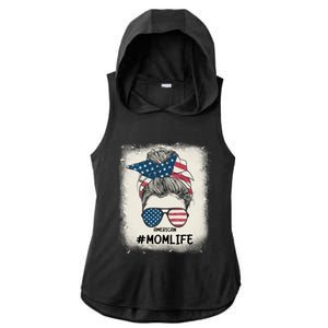 All American 4th Of July Meaningful Gift Mom Messy Bun Usa Gift Ladies PosiCharge Tri-Blend Wicking Draft Hoodie Tank