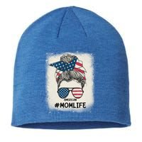 All American 4th Of July Meaningful Gift Mom Messy Bun Usa Gift Sustainable Beanie