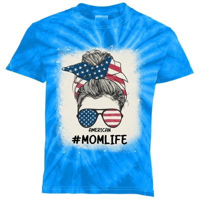 All American 4th Of July Meaningful Gift Mom Messy Bun Usa Gift Kids Tie-Dye T-Shirt