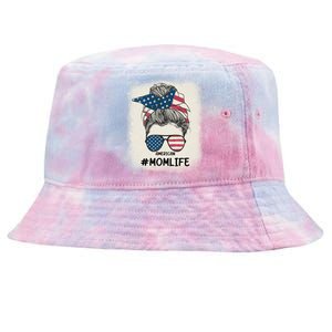 All American 4th Of July Meaningful Gift Mom Messy Bun Usa Gift Tie-Dyed Bucket Hat