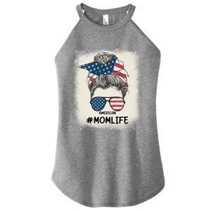 All American 4th Of July Meaningful Gift Mom Messy Bun Usa Gift Women's Perfect Tri Rocker Tank