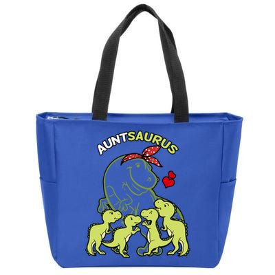 Auntsaurus Aunt 4 Dinosaur Family Day Funny Gift Zip Tote Bag