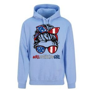 All American 4th Of July Women Messy Bun USA Flag Unisex Surf Hoodie