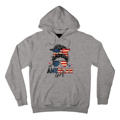 All American 4th Of July  Messy Bun USA Flag Tall Hoodie