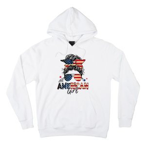 All American 4th Of July  Messy Bun USA Flag Hoodie