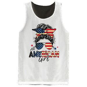 All American 4th Of July  Messy Bun USA Flag Mesh Reversible Basketball Jersey Tank