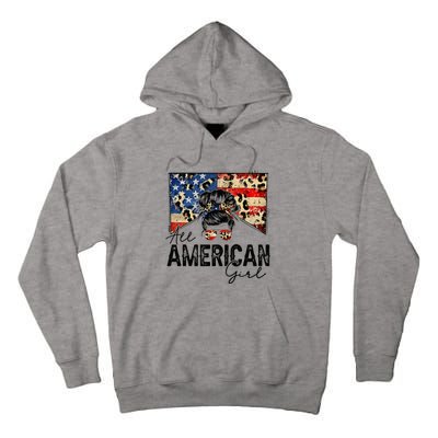 All American 4th Of July  Messy Bun USA Flag Tall Hoodie