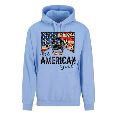 All American 4th Of July  Messy Bun USA Flag Unisex Surf Hoodie