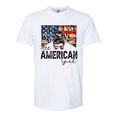 All American 4th Of July  Messy Bun USA Flag Softstyle CVC T-Shirt