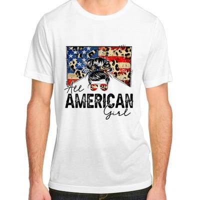 All American 4th Of July  Messy Bun USA Flag Adult ChromaSoft Performance T-Shirt