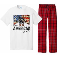 All American 4th Of July  Messy Bun USA Flag Pajama Set