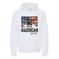 All American 4th Of July  Messy Bun USA Flag Premium Hoodie