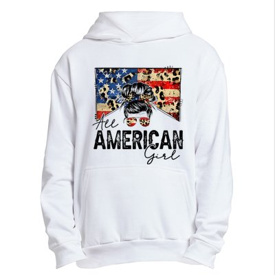 All American 4th Of July  Messy Bun USA Flag Urban Pullover Hoodie