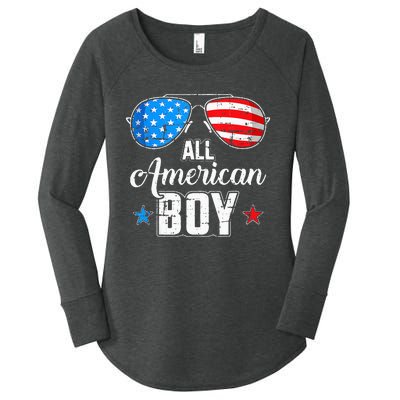 All American 4th Of July USA Sunglasses Family Matching Women's Perfect Tri Tunic Long Sleeve Shirt