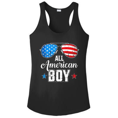 All American 4th Of July USA Sunglasses Family Matching Ladies PosiCharge Competitor Racerback Tank