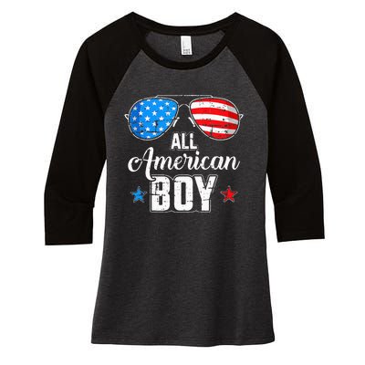 All American 4th Of July USA Sunglasses Family Matching Women's Tri-Blend 3/4-Sleeve Raglan Shirt