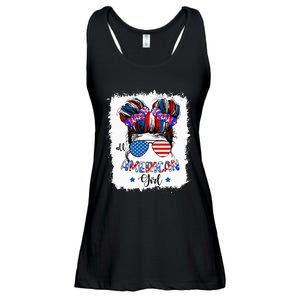 All American 4th Of July Messy Bun Sunglasses Ladies Essential Flowy Tank