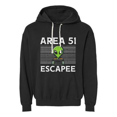Alien Area 51 Escapee Funny Costume Ufo Garment-Dyed Fleece Hoodie
