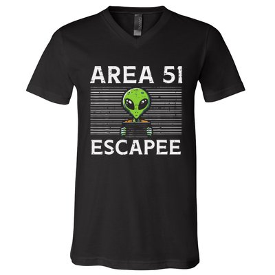 Alien Area 51 Escapee Funny Costume Ufo V-Neck T-Shirt