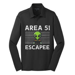 Alien Area 51 Escapee Funny Costume Ufo Silk Touch Performance Long Sleeve Polo