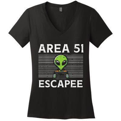 Alien Area 51 Escapee Funny Costume Ufo Women's V-Neck T-Shirt